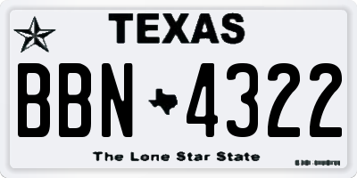 TX license plate BBN4322