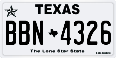TX license plate BBN4326