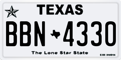 TX license plate BBN4330