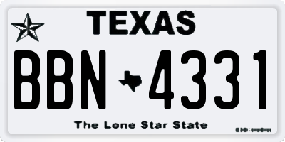 TX license plate BBN4331