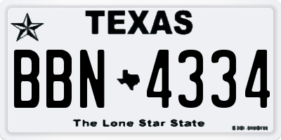 TX license plate BBN4334