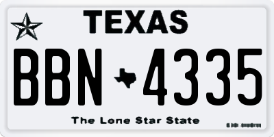TX license plate BBN4335