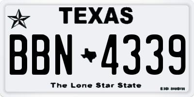 TX license plate BBN4339