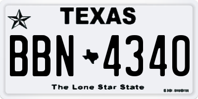 TX license plate BBN4340