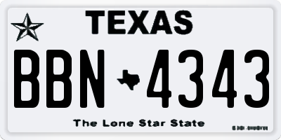 TX license plate BBN4343