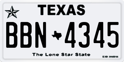 TX license plate BBN4345