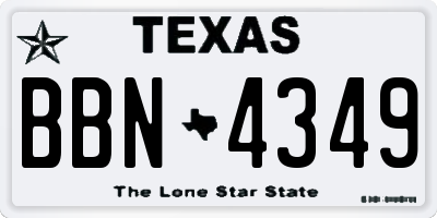 TX license plate BBN4349