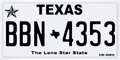 TX license plate BBN4353