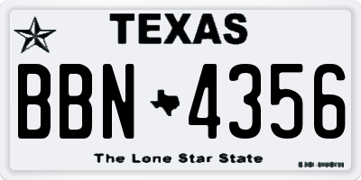 TX license plate BBN4356