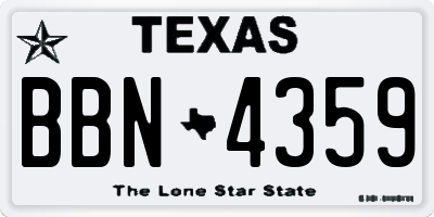 TX license plate BBN4359