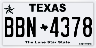 TX license plate BBN4378