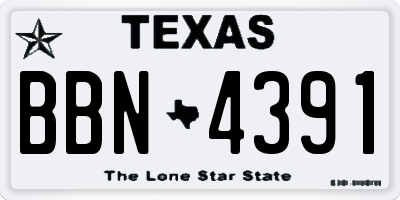 TX license plate BBN4391