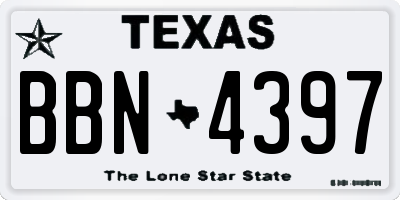 TX license plate BBN4397