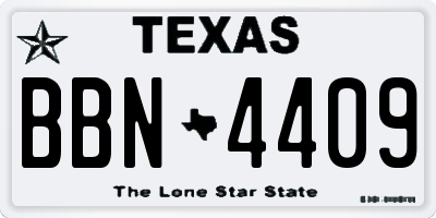TX license plate BBN4409