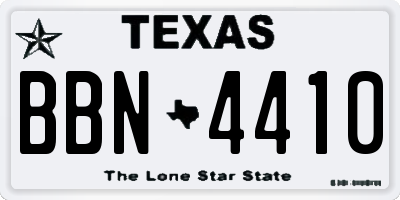 TX license plate BBN4410