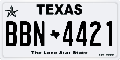 TX license plate BBN4421
