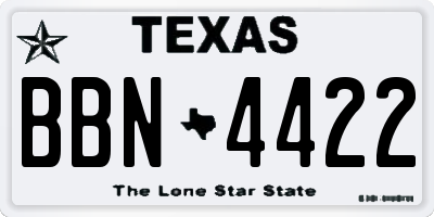 TX license plate BBN4422