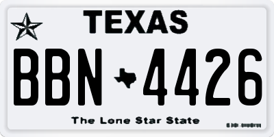 TX license plate BBN4426