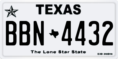 TX license plate BBN4432