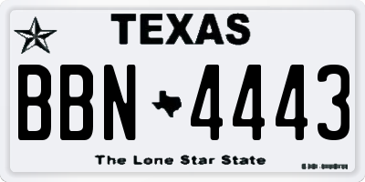 TX license plate BBN4443