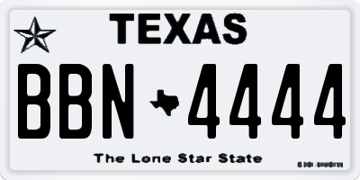 TX license plate BBN4444