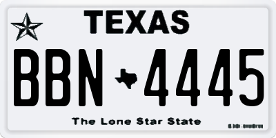 TX license plate BBN4445