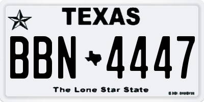 TX license plate BBN4447