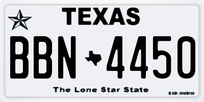 TX license plate BBN4450