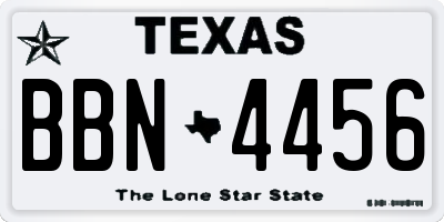TX license plate BBN4456