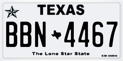 TX license plate BBN4467