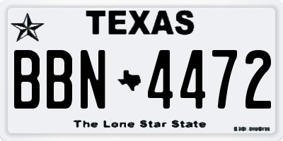 TX license plate BBN4472