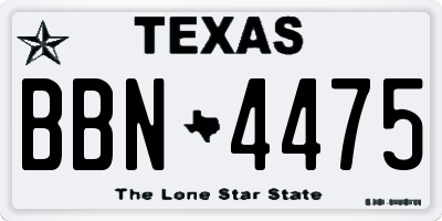 TX license plate BBN4475