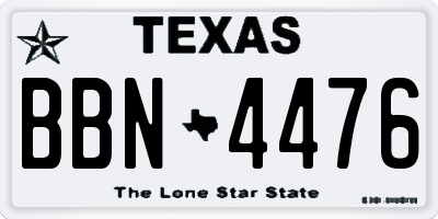 TX license plate BBN4476