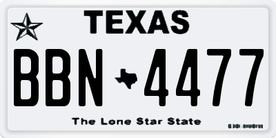 TX license plate BBN4477