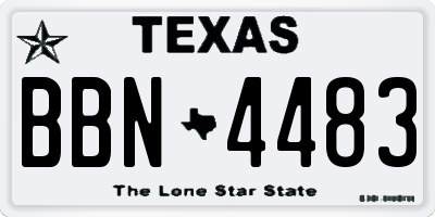TX license plate BBN4483