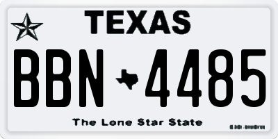 TX license plate BBN4485