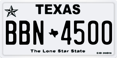 TX license plate BBN4500