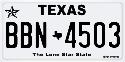 TX license plate BBN4503