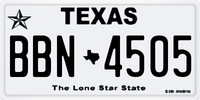 TX license plate BBN4505