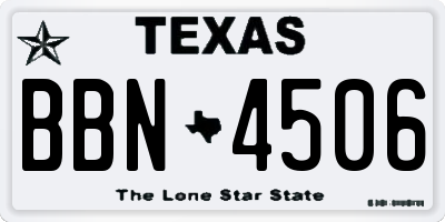TX license plate BBN4506