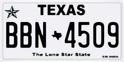 TX license plate BBN4509