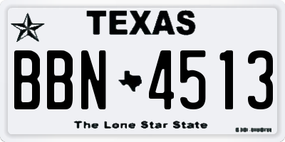 TX license plate BBN4513