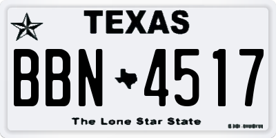 TX license plate BBN4517