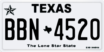 TX license plate BBN4520