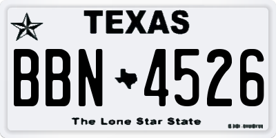 TX license plate BBN4526