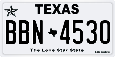 TX license plate BBN4530