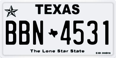 TX license plate BBN4531