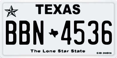 TX license plate BBN4536