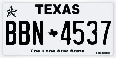 TX license plate BBN4537