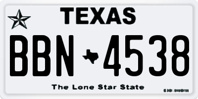 TX license plate BBN4538